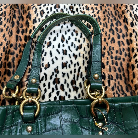 Coach Ashley Croc Embossed Leather Carry-All Hand bag hunter green - Picture 3 of 16